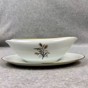 Noritake Wheatcroft Gravy Boat w/ Attached Underplate Vintage China 5852